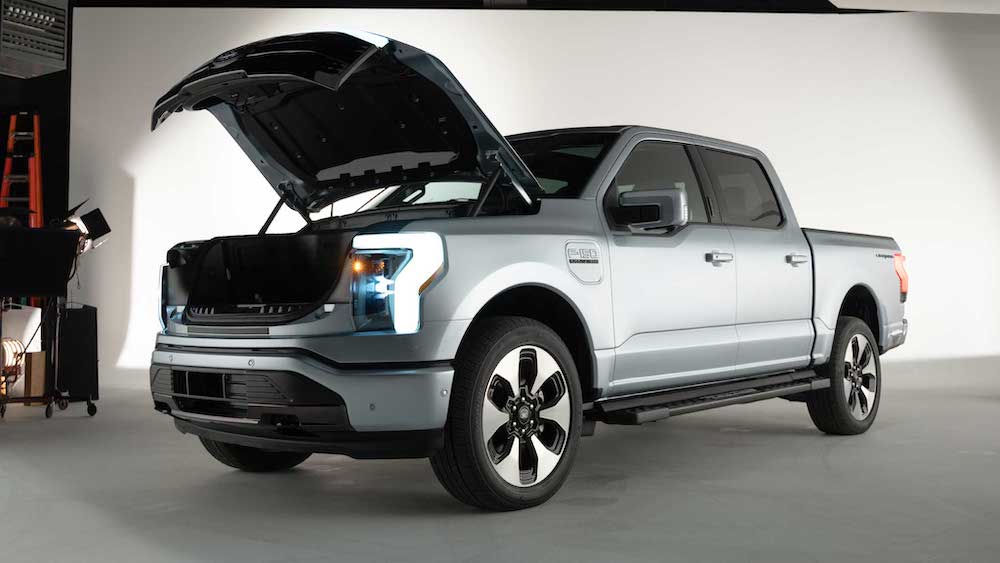 2022 Ford F 150 Lightning frunk open
